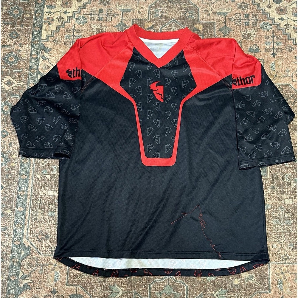Vintage Thor Motocross Jersey Mens XL Series 2007 Black Red MX Riding Shirt Y2K